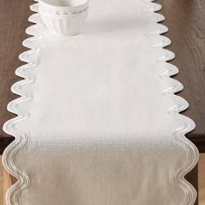 Madeline Embroidered Table Runner - white