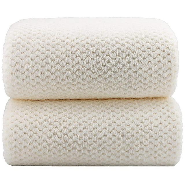 YTYC Towels,39x78 Inch Oversized Bath Sheets Premium Bath Towel Set for Bathroom Ultra Soft Highly Absorbent Hotel Quality Extra Large Fluffy Microfiber Coral Shower Towels 80% Polyester (White, 2)