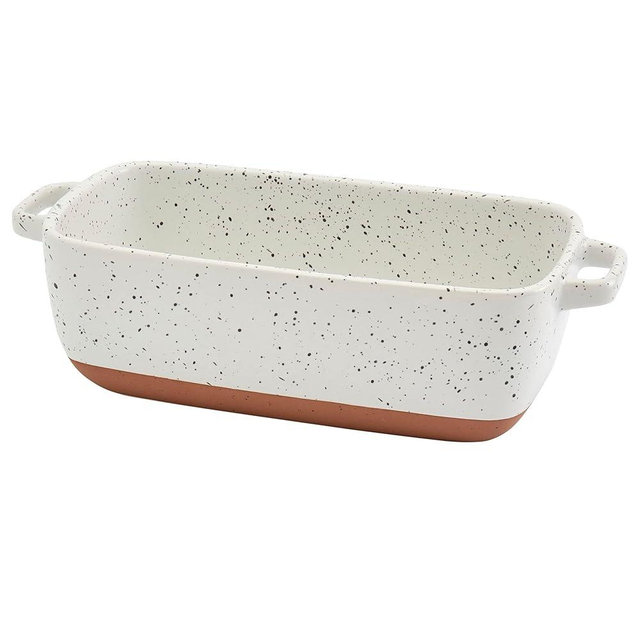 Denmark Tools For Cooks 1.7 Quart Speckled White Loaf Pan Bread Baking Dish with Handles