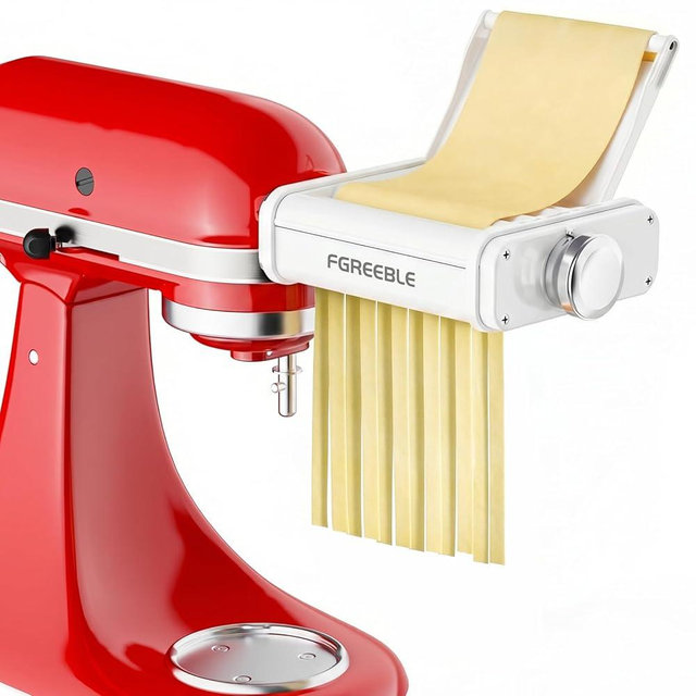 Pasta Attachment for KitchenAid Stand Mixer, 3 in 1 Pasta Maker with Detachable Guide Plate, Includes Pasta Roller, Spaghetti Cutter and Fettuccine Cutter