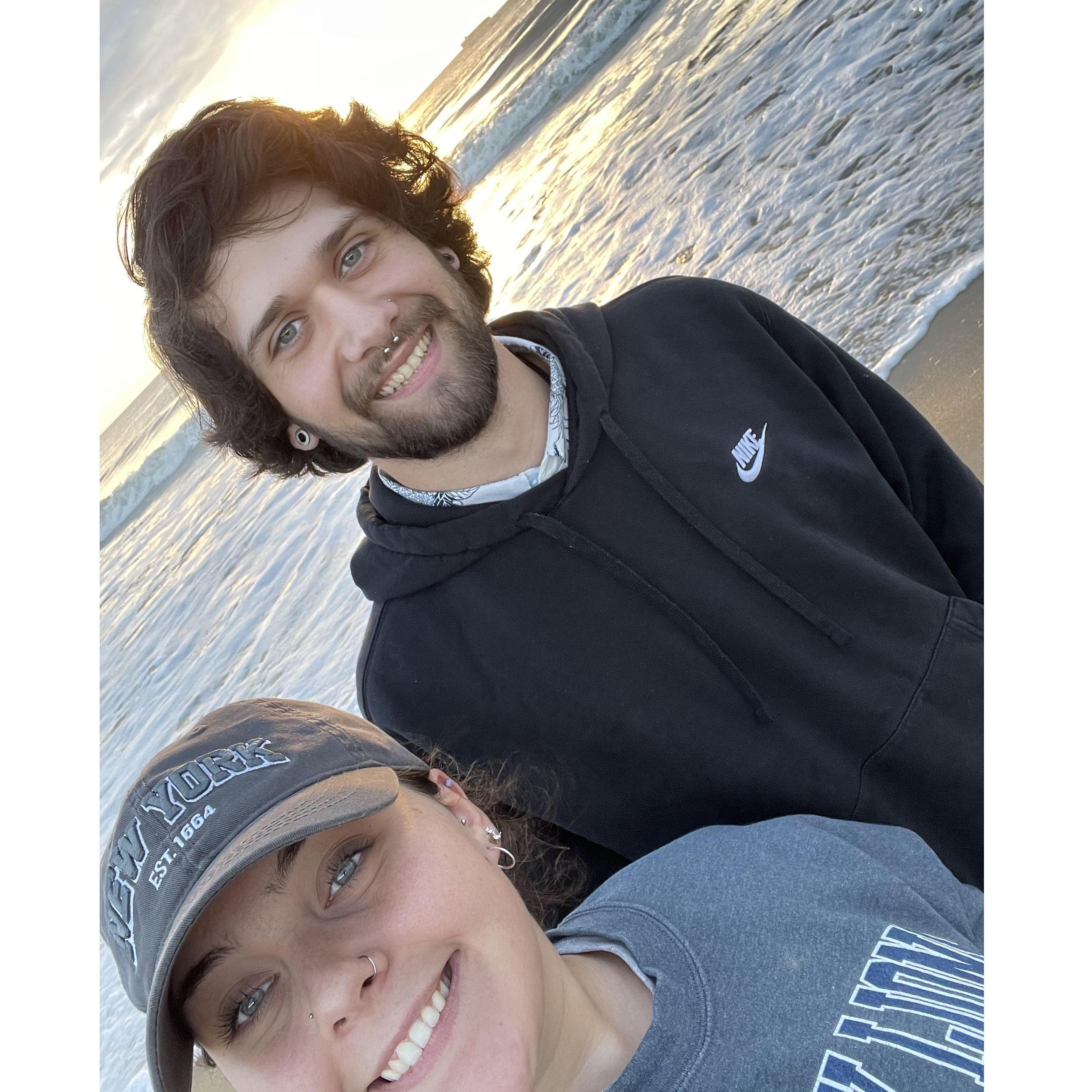 Watching sunrises and sunsets at the beach has always been something we love doing! We like to go really early in the morning and watch the sunrise and find shells!