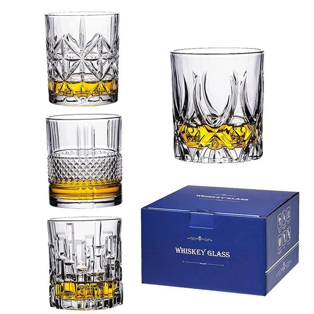 RorAem Whiskey Glasses - Crystal Whiskey Glasses Set of 6 Bourbon