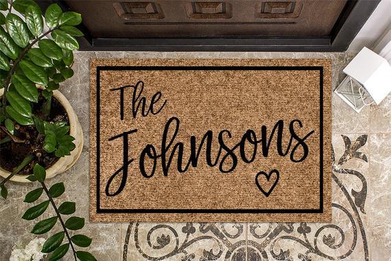 Heartful Housewarming Gift | Wedding Gift | Custom Doormat | Personalized Doormat | Closing Gift | Welcome | Front Door Mat | Monogram Rug