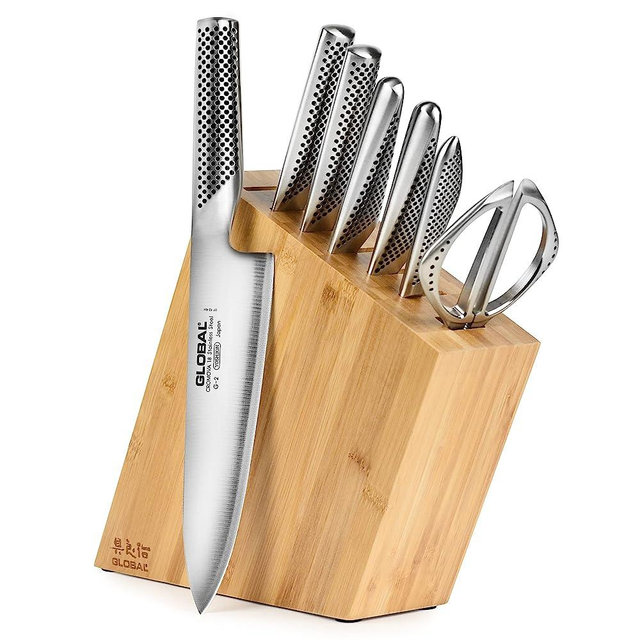 Global 8 Piece Knife Set with Bamboo Block