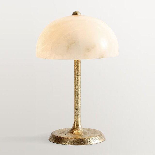Windham Alabaster Task 13" Table Lamp, Brass