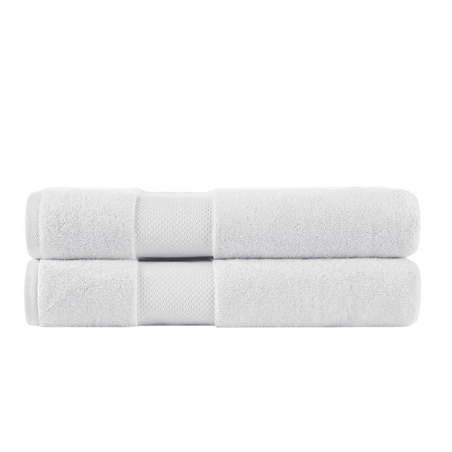 Madison Park Turkish Bath Towel Set 100% Cotton Bath Towel 600GSM Oversized Body Towel 2 Piece, Luxury Soft, Thick Spa Quality, Quick Dry Bathroom Towel, Jumble, 35" x 70", White