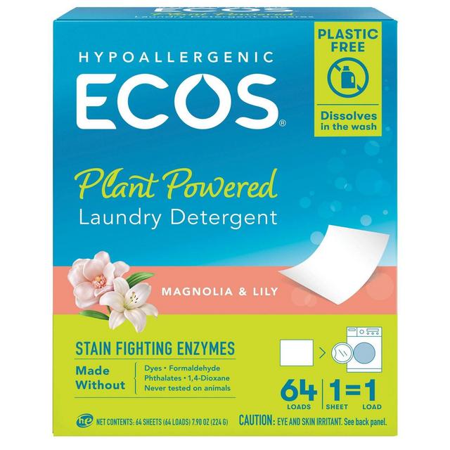ECOS Plastic-Free Laundry Detergent Sheets - Magnolia & Lily - 7.9oz/64 Loads