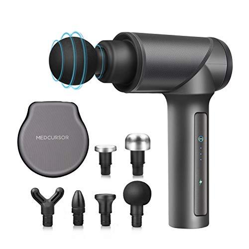 Medcursor Massage Gun Deep Tissue Percussion Muscle Mini Massager for Pain Relief, Handheld Electric Body Massager Sports Portable Super Quiet Brushless Motor, Grey