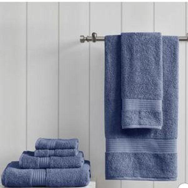 6Pcs 100% Organic Cotton Solid Color Bath Towel Set, Heavy Weight Ultra Soft and Absorbent Bath Towel