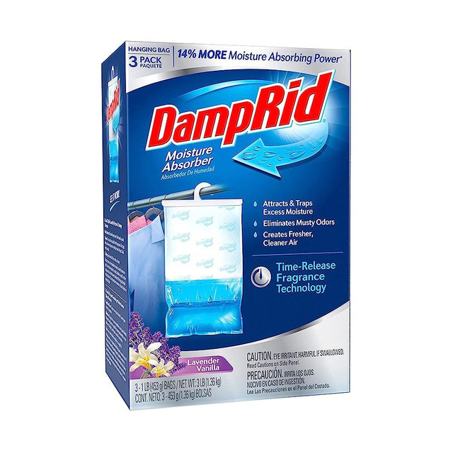 DampRid Lavender Vanilla Hanging Moisture Absorber, 16 oz., 3 Pack - Eliminates Musty Odors for Fresher, Cleaner Air, Ideal for Closet, 14% More Moisture Absorbing Power*