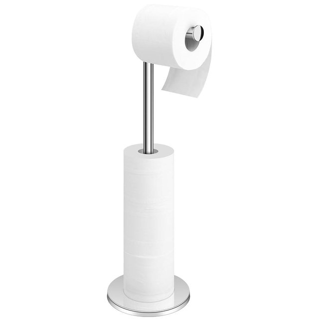 TACGEA Toilet Paper Holder Stand, Bathroom Toilet Paper Roll Holder Stainless Steel, Storage for 4 Rolls of Toilet Tissue, Sliver