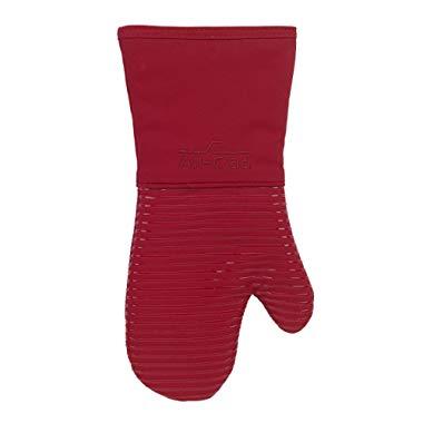 All-Clad Textiles Deluxe Heat and Stain Resistant Oven Mitt. Made of Silicone Treated Heavyweight 100-Percent Cotton Twill, Machine Washable, 14 x 6.5 Inches, Chili Red