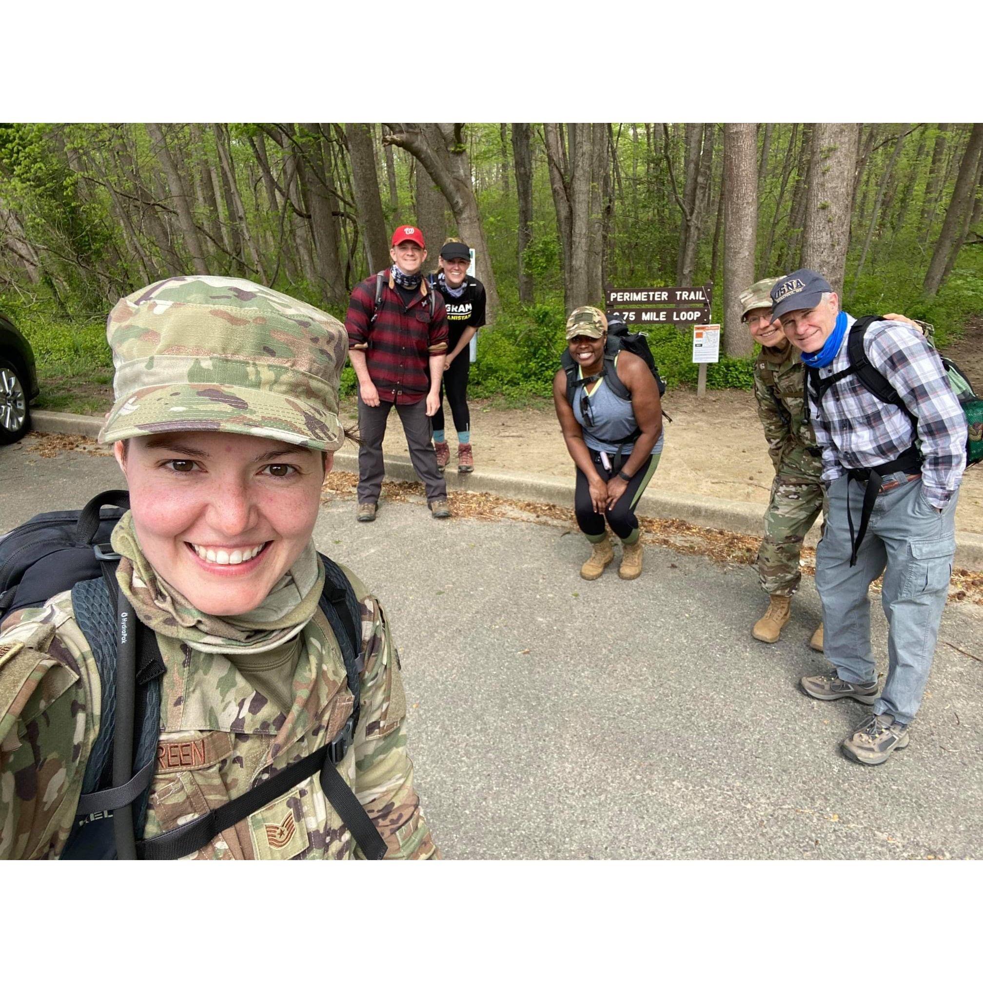 Supporting our bestie, Jilian on her 30 mile ruck