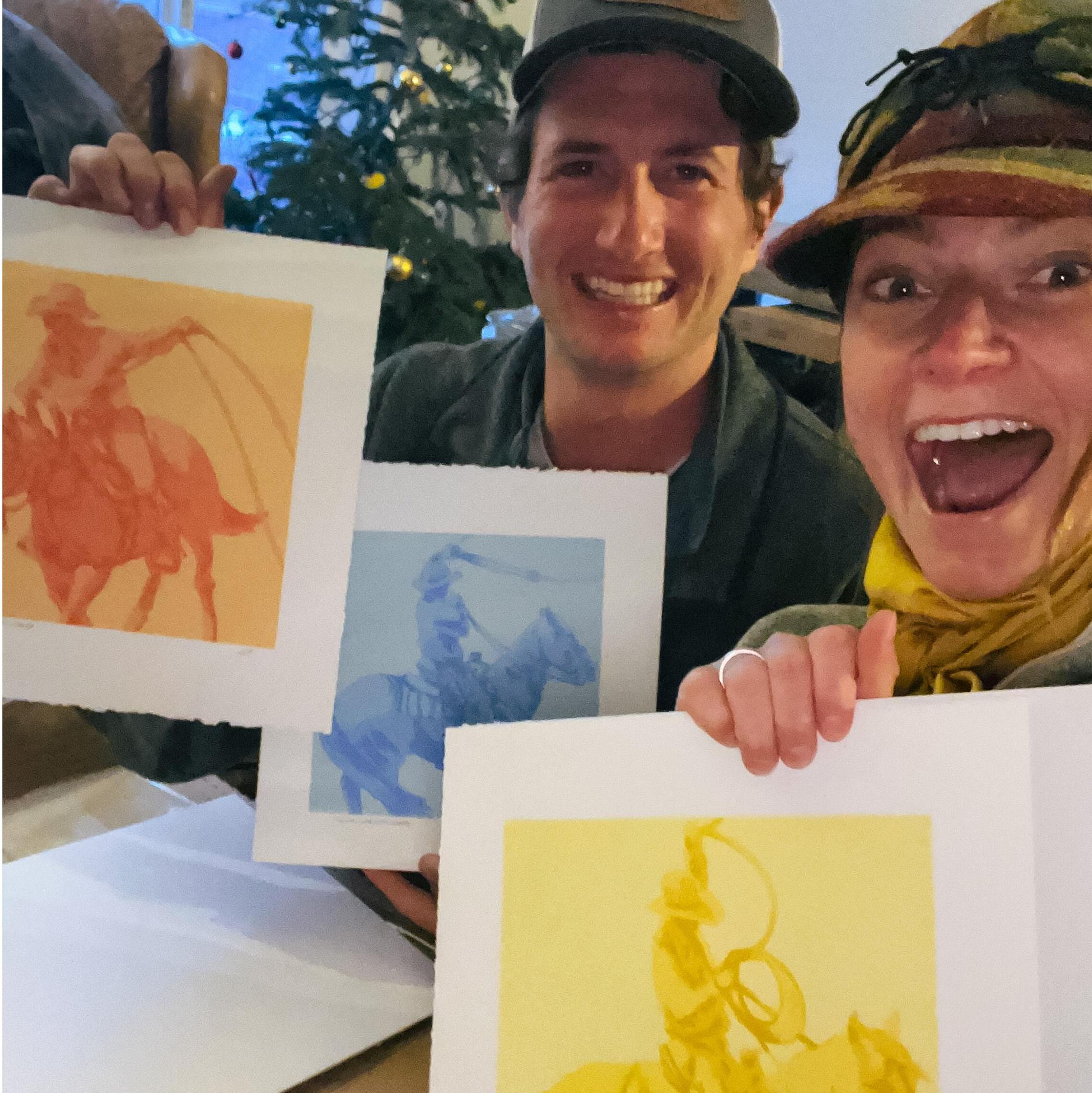 The Christmas we unknowingly got eachother prints from our all time favorite artist, Duke Beardsley! Do yall recognize his work from our invitations?!??!