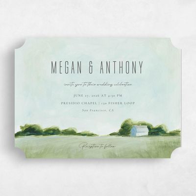 Green Ticket Wedding Invitation - Whitaker Landscape