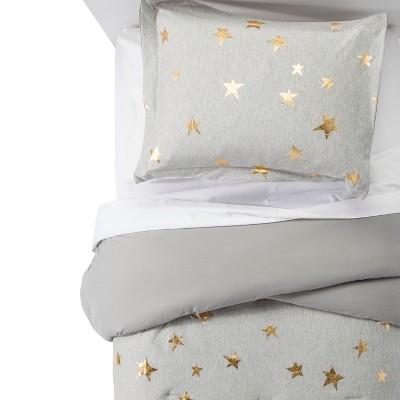 3pc Full/Queen Jersey Stars Comforter Set Gray & Gold - Pillowfort&#153;