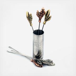 Leaf 7-Piece Cocktail Picks with Holder Set