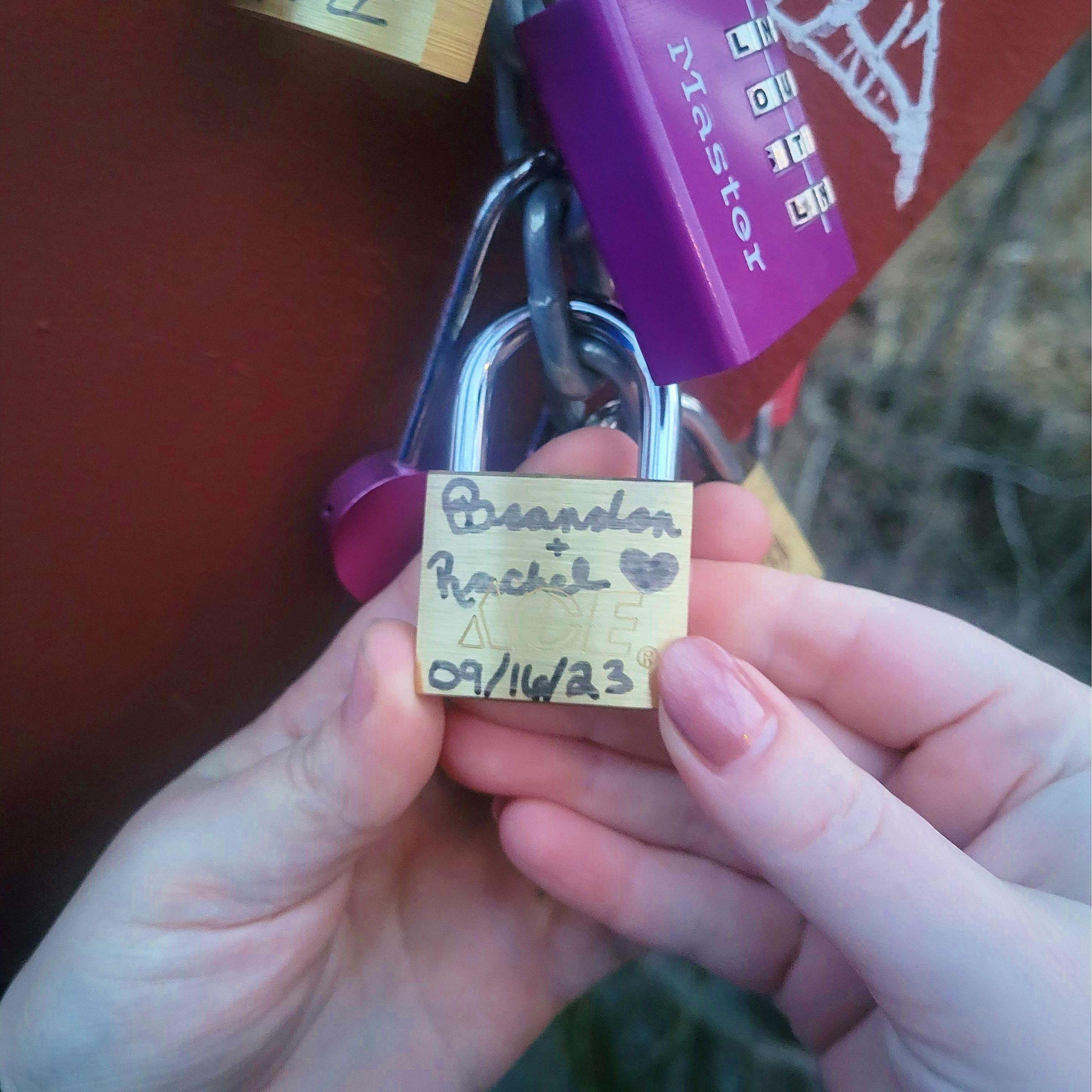This picture was taken in KCMO at the Old Red Bridge. Couples go there to leave a lock on the bridge to symbolize their lasting love.