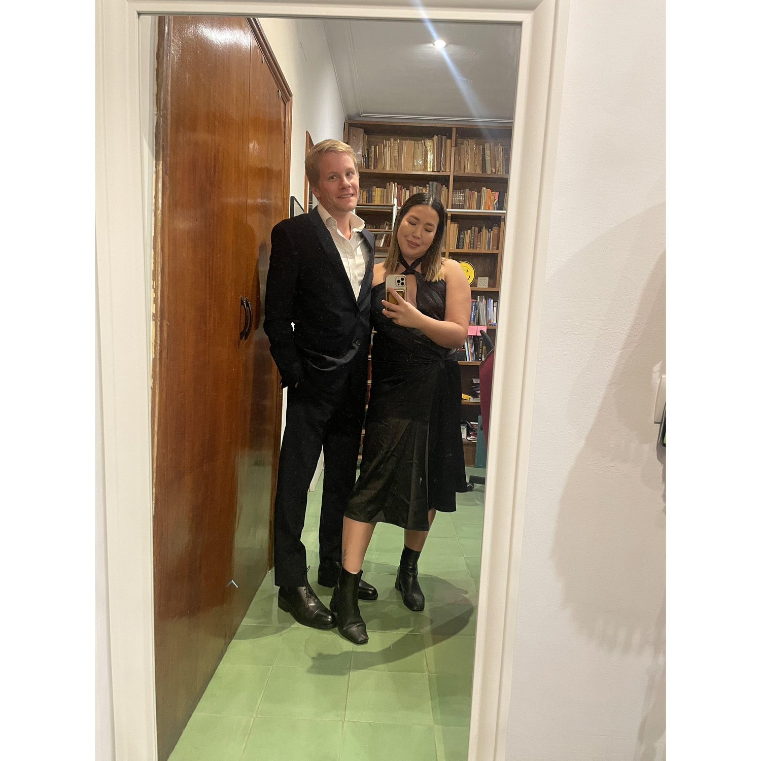 Looking swanky before dinner.