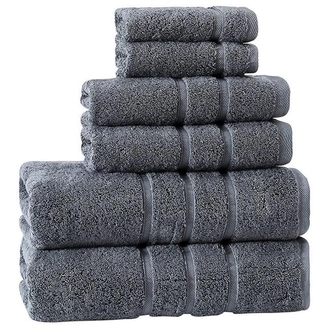 UpThrone Turkish Cotton 6 PC Bath Towels Set - Bathroom Towels - Turkish Bath Towel Set for Bathroom - Turkish Cotton Grey Bath Towels Set of 6