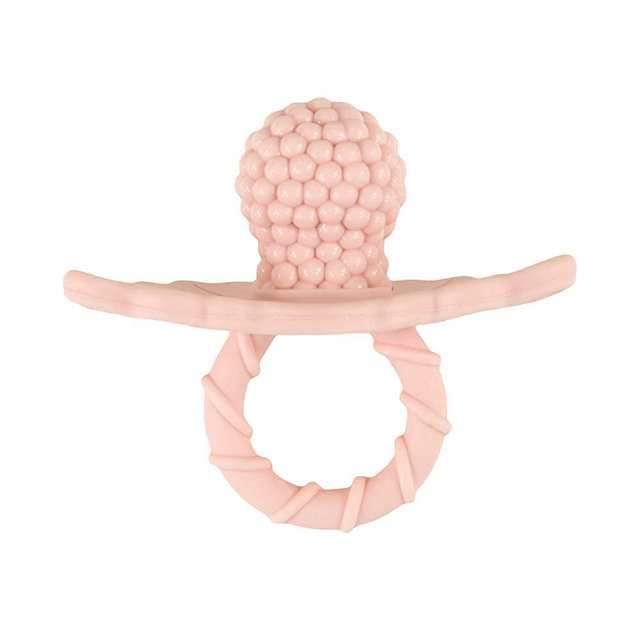 RaZbaby RaZberry Silicone Baby Teether Toy - Berrybumps Soothe Babies Sore Gums - Infant Teething Toy - Hands Free Design - BPA Free - Easy-to-Hold Design - Teething Relief Pacifier - Fruit Shape/Pink