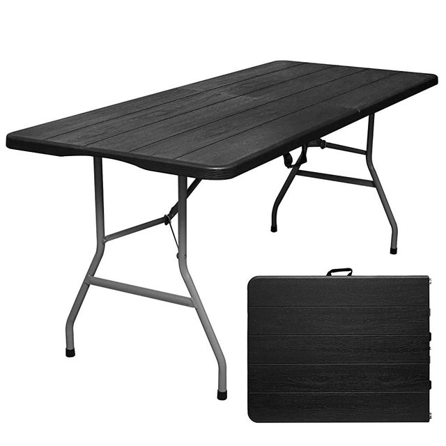 Byliable Folding Table 6ft Portable Heavy Duty Plastic Fold-in-Half Foldable Table Utility Dining Table Indoor Outdoor for Camping Picnic and Party, Black