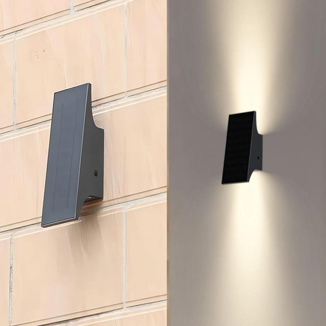 SOTTLOT Solar Outdoor Lights, 3000K 700LM Solar Wall Lights Outdoor Up and Down, 4 Brightness Adjustable Solar Sconce Lights, IP65 Waterproof Outdoor Solar Lights for Yard Patio Garage Porch, 1pcs