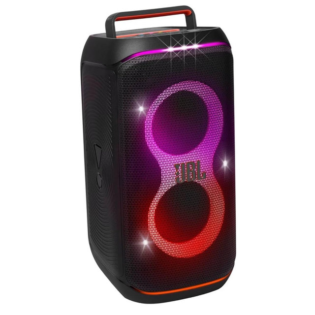 JBL PartyBox Club 120 - Portable Party Speaker with Foldable Handle, Powerful JBL Pro Sound, Futuristic lightshow, Up to 12 Hours of Play time, Splash Proof, Dual Mic & Guitar Inputs (Black)