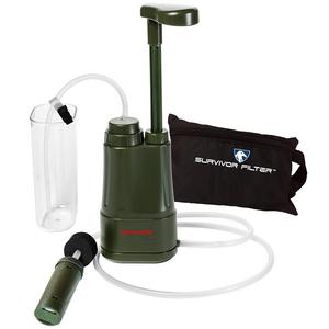Survivor Filter PRO – Virus and Heavy Metal Tested 0.01 Micron Water Filter. 3 Filter Stages - 2 Cleanable 100,000L Membranes and a Carbon Filter. Attachable Cup, Hoses, Clip and Carry Case Included