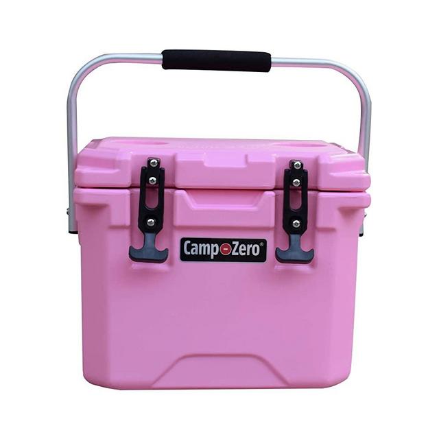 CAMP-ZERO 10L | 10.6 Quart Premium Cooler/Ice Chest with 2 Molded-in Cup Holders | Pink