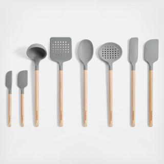 Silicone and Wood 8-Piece Utensils Set