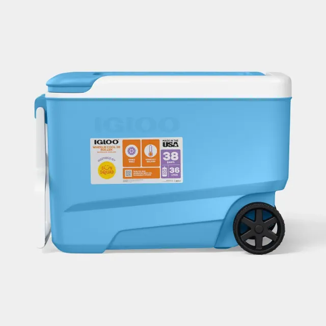 Sun Squad Wheelie 53 Cans/38qt Rolling Cooler - Carolina Blue