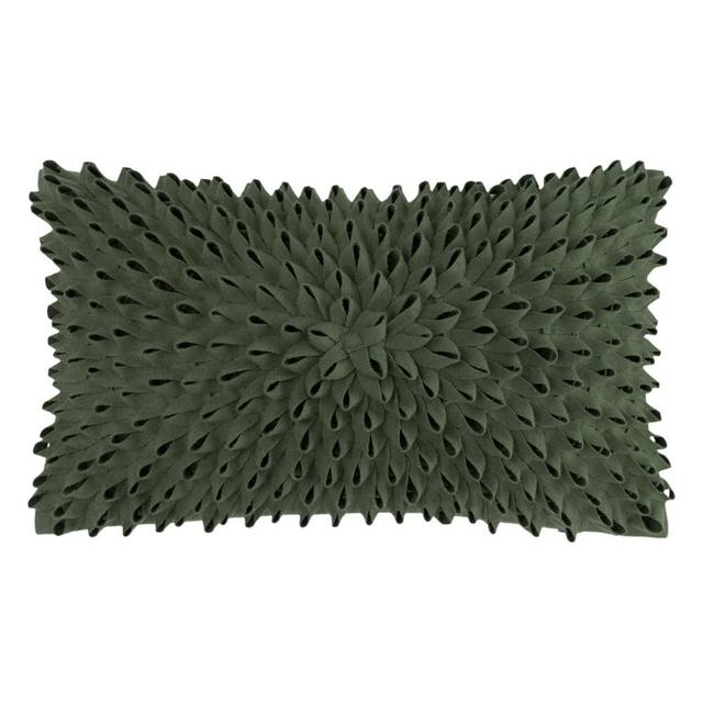 KINGROSE Handmade 3D Floral Decorative Throw Pillow Case Cushion Covers for Bed Living Room 12 x 20 Inches Wool Green