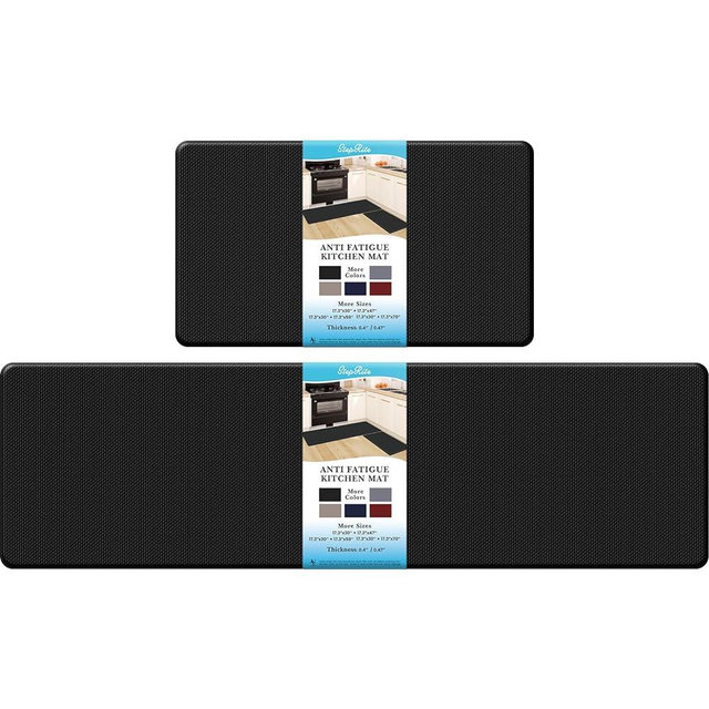 StepRite Kitchen Mats, 2PCS Kitchen Rugs, Cushioned Anti Fatigue Kitchen Mats for Floor, Non-Slip Standing Desk Mat, Waterproof Kitchen Rug Set for Kitchen, Floor, Office,17.3"×30"+17.3"×59", Black