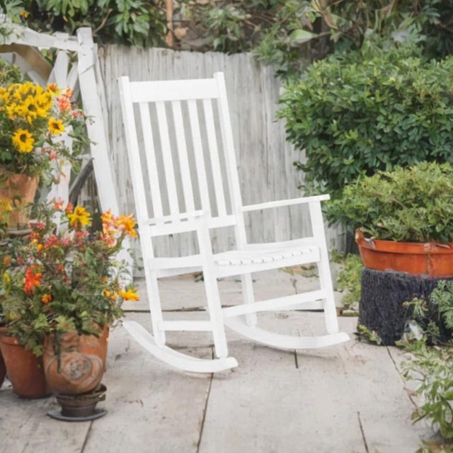 Beachcrest Home™ Outdoor Bello White Rocking Solid Wood Chair & Reviews | Wayfair
