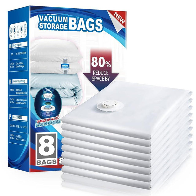 TAILI 8 Pack Vacuum Storage Bags for Comforter and Blankets, Jumbo Vacuum Seal Bags for Bedding 40x31 Inch, Space Saver Bags for Clothes, Pillows, Saving More Closet Space
