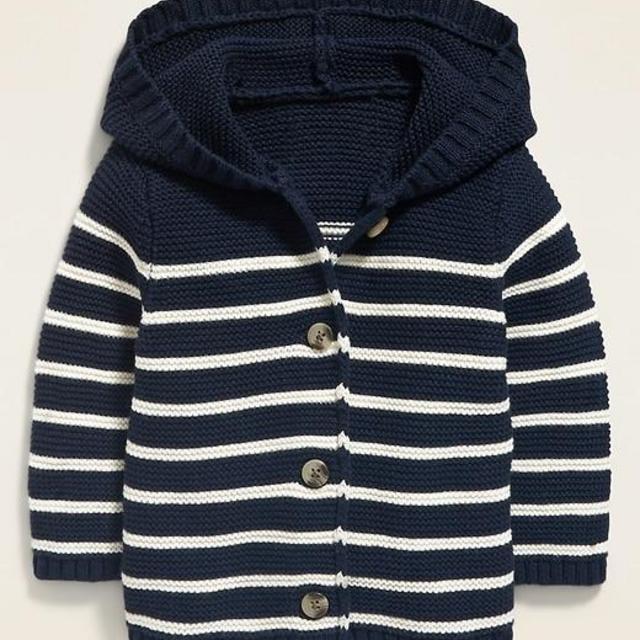 Unisex Hooded Button-Front Cardigan Sweater for Baby