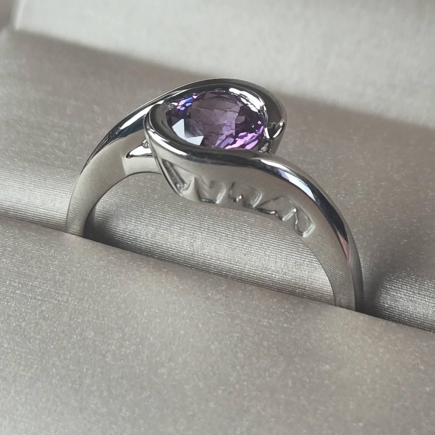 The caving side of the ring Nathan designed custom for Meredith
