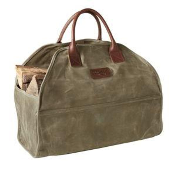 Waxed-Canvas Log Carrier - Dusty Olive Color