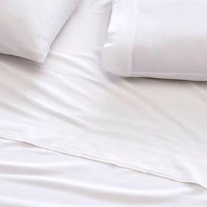 Solid Relaxed Organic-Cotton Sateen Sheets - White - Queen