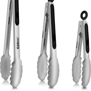 Tongs For Cooking - Heat Resistant 600 Degrees Stainless Steel Kitchen Tong,Heavy Duty Metal Locking Tongs - Perfect for Food,Salad and BBQ set of 3 (7",9" and 12") Dishwasher