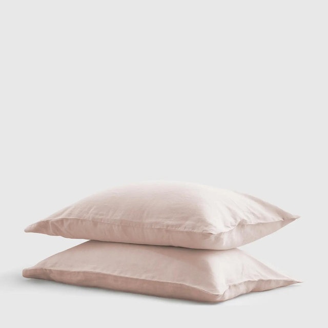 European Linen Pillowcase Set Soft Blush