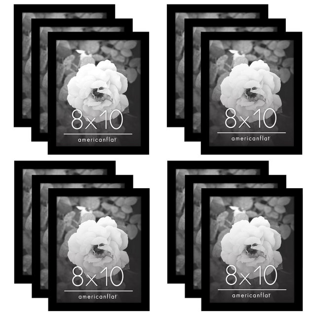 Americanflat 8x10 Picture Frame Set to Enhance Wall Decor - Black - 12 Pack