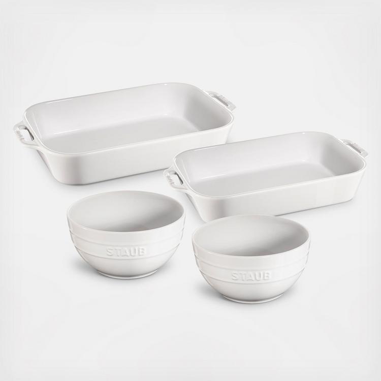 Henckels Ceramics 8-Pc Mixed Bakeware & Serving Set (White)