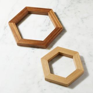 Hexagon Wood Trivets, Set of 2