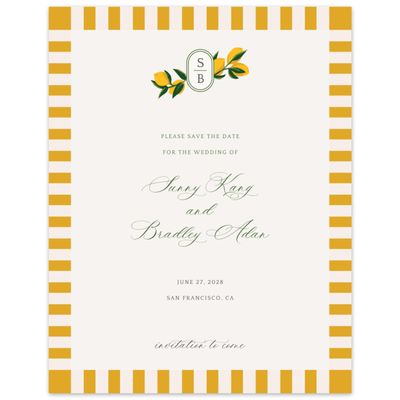 Yellow Wedding Digital Save the Date - Limone Portrait
