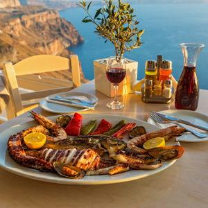 Dinner For Two in Santorini, Greece