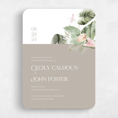 Grey Rounded Wedding Invitation - Katmai Portrait