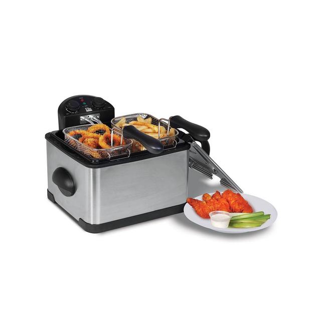 Elite Platinum 4 Quart Dual Deep Fryer with 3 baskets