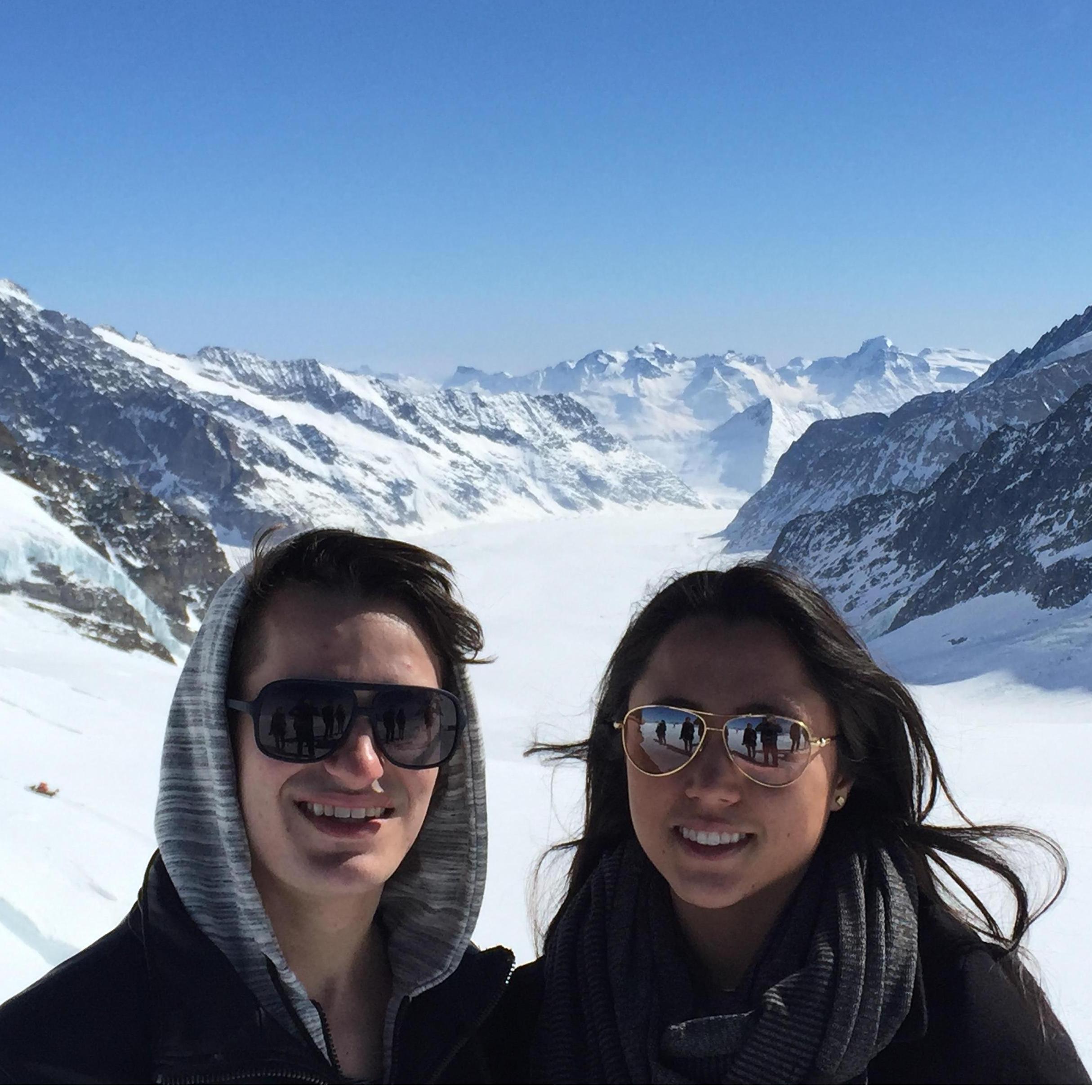 Billy visited Lauren while she studied abroad, and together they took a train to the top of the Jungfrau in Switzerland.